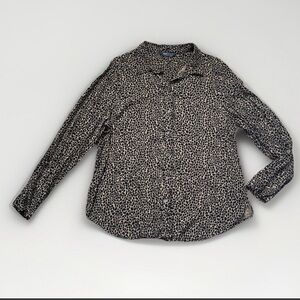 Leopard Print Button-Front Blouse - Black & Cream